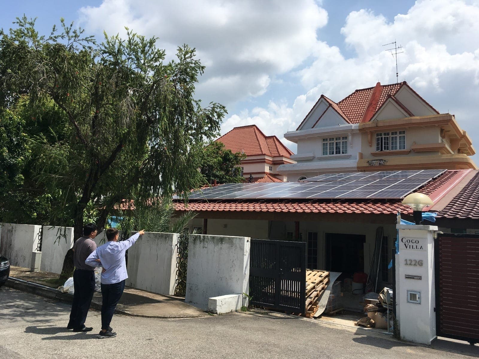 Balcony view with solar roof