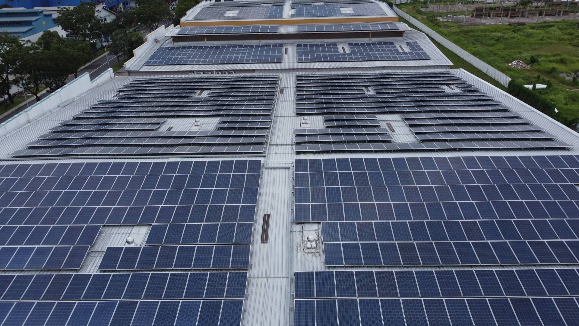 Commercial and industrial solar installation background